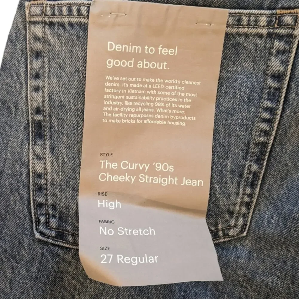 NWT Everlane The Curvy 90s Cheeky‎ Straight Leg Jean size 27